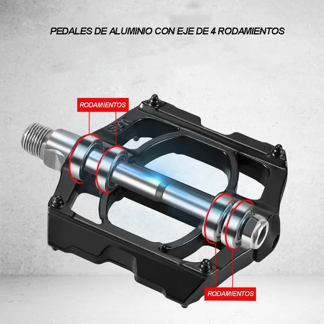 Pedales De Aluminio Con Eje De 4 Rodamientos Para Bicicletas