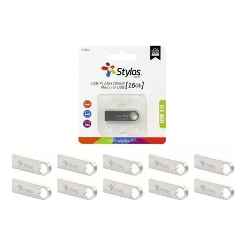 Kit 450 Memorias Usb Stylos St100 16gb 2.0 Color Plateado