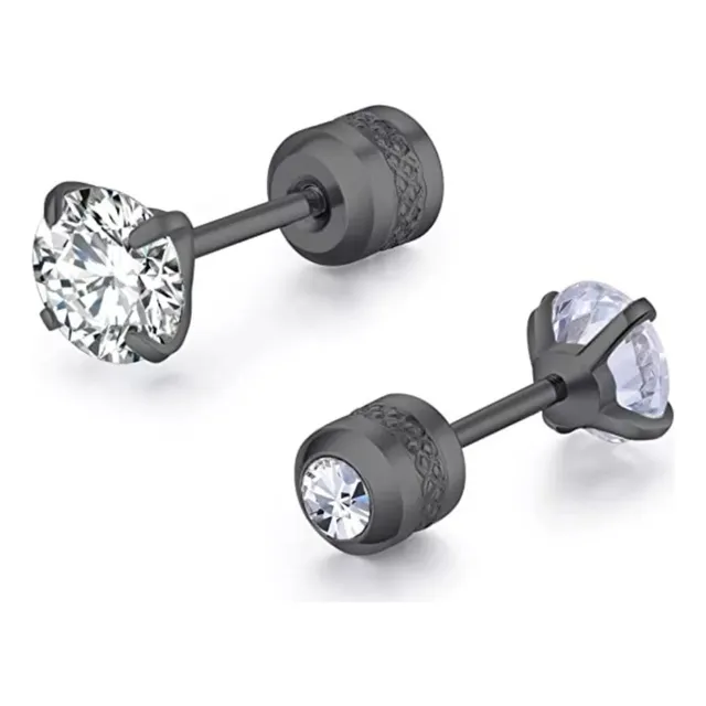 Par Aretes Hombre Diamante Topos Topitos 2en1 Piercing Mujer
