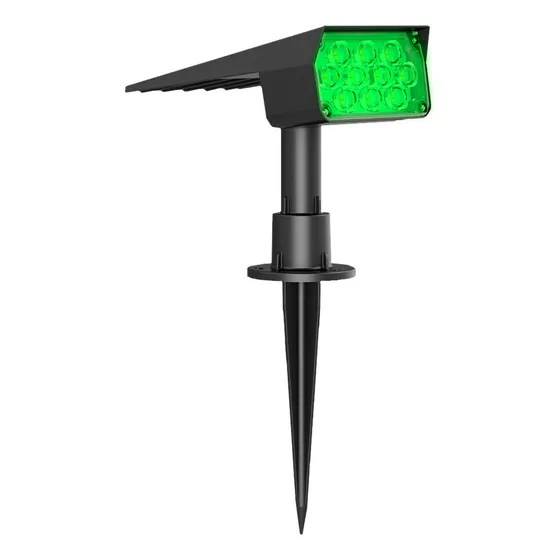 Refletor Luminária Solar Espeto Jardim Led 20w 3000k Verde Carcaça Preto Luz 3000k/verde
