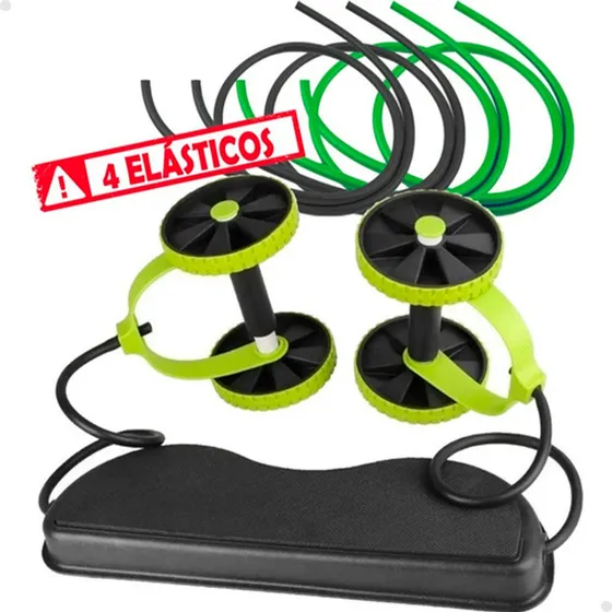 Revoflex Xtreme, Roda de Exercício Abdominal com 4 elásticos, 6 Níveis de Intensidade, Base EVA, inclui Bolsa de Transporte, Marca Lorben