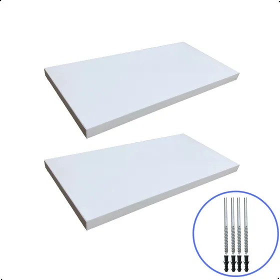 2 Prateleira De Parede 30x15 Madeira Mdf Branco C/ Suporte