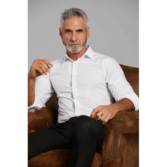 Camisa Devré Slim Fit Blanca Cuello Italiano 44d000308