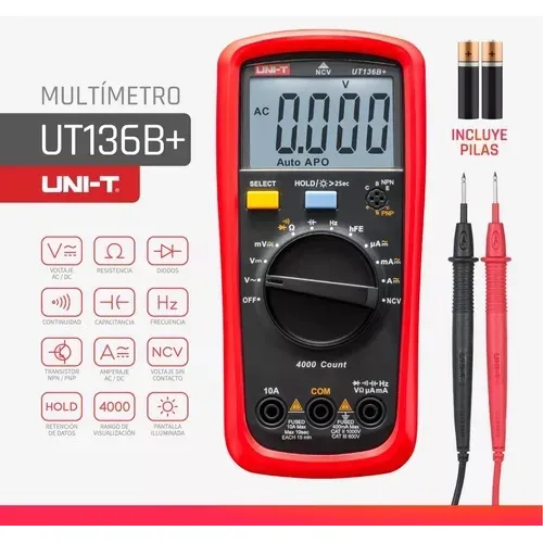 Tester Multimetro Capacimetro Digital 40mf Uni-t Ut136b+