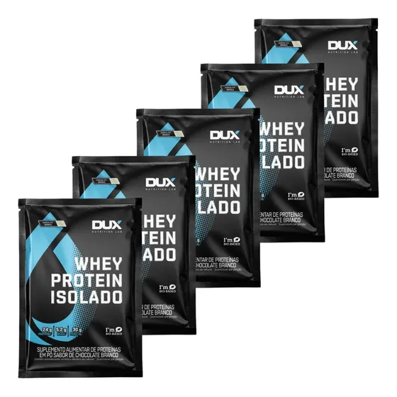 Kit Whey 5 Sachês Isolado Sabor Único Chocolate Branco
