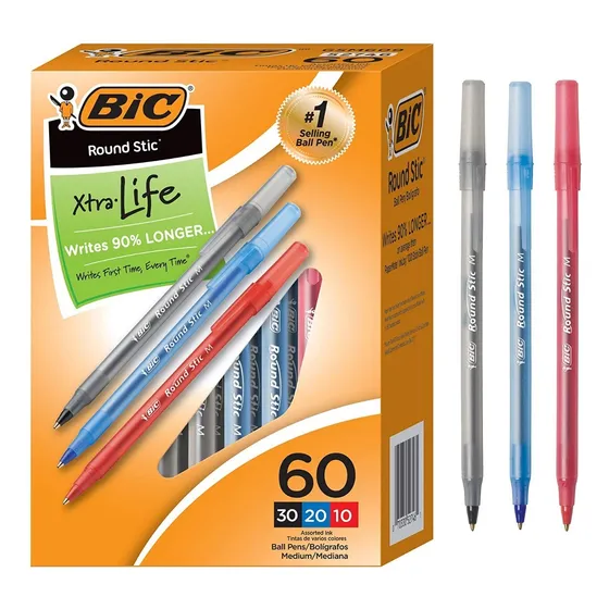 Lapiceros Bic Round Stic Xtra Life 60 Bolígrafos Punta Mediana