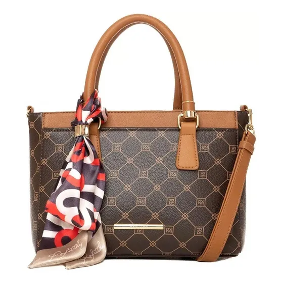 Bolsa Com Lenço Rafitthy 28.25101a Cor Dark Cacau/caramelo