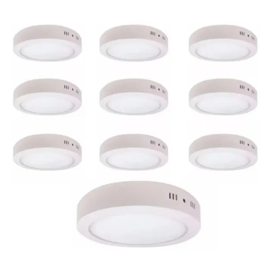 Pack10 Focoled Redondo Sobrepuesto 18 Watts Blanco Fria F26