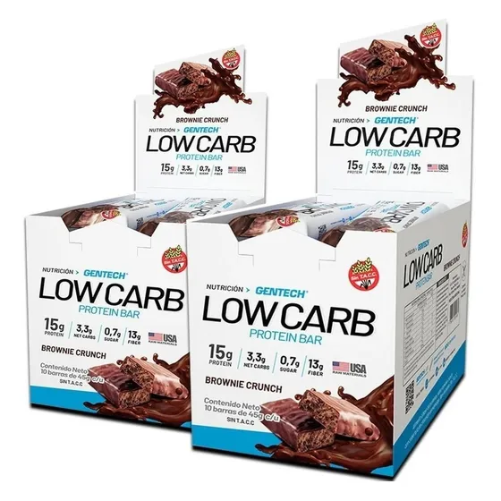 2 X Barritas Low Carb 10 Unidades Sin Tacc  Gentech Proteina