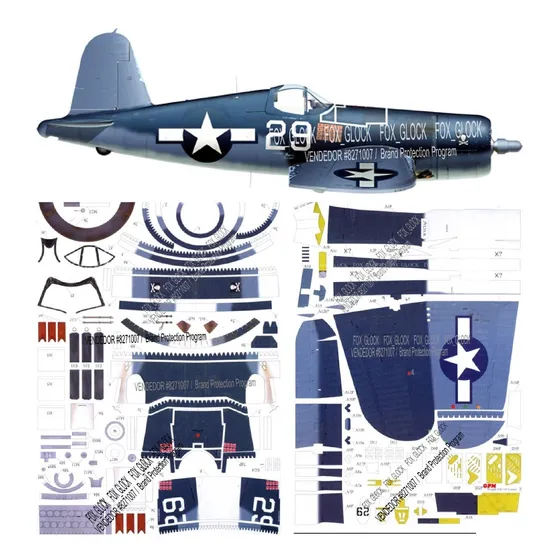 F4u-1a Corsair Escala 1.33 Papercraft Sin Error + Color