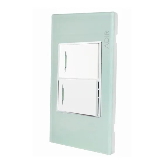 Placa 2 Apagadores Tiffany Cristal Aqua Adir 4113