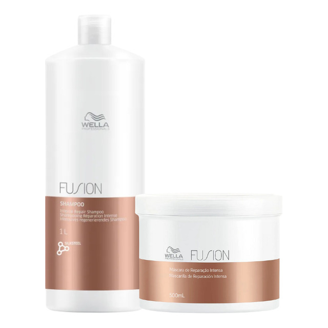 Kit Wella Fusion - Shampoo 1l + Máscara 500ml Kit Wella Fusion - Shampoo 1l + Máscara 500ml