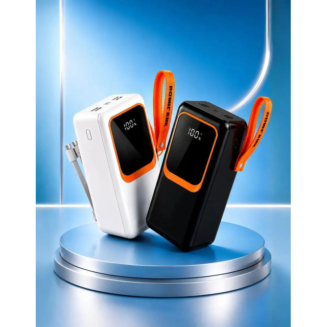 Carregador Portátil Power Bank 50.000mah Turbo Ultra Rápido Premium Universal Usb Cabo Display Digital 22.5w Compatível Com Todos Dispositivos Cor Sortido Preto Ou Branco