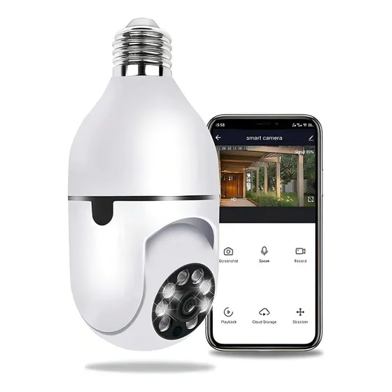 Camara Seguridad Ip Hd E27 Wifi Vision Nocturna Motorizada
