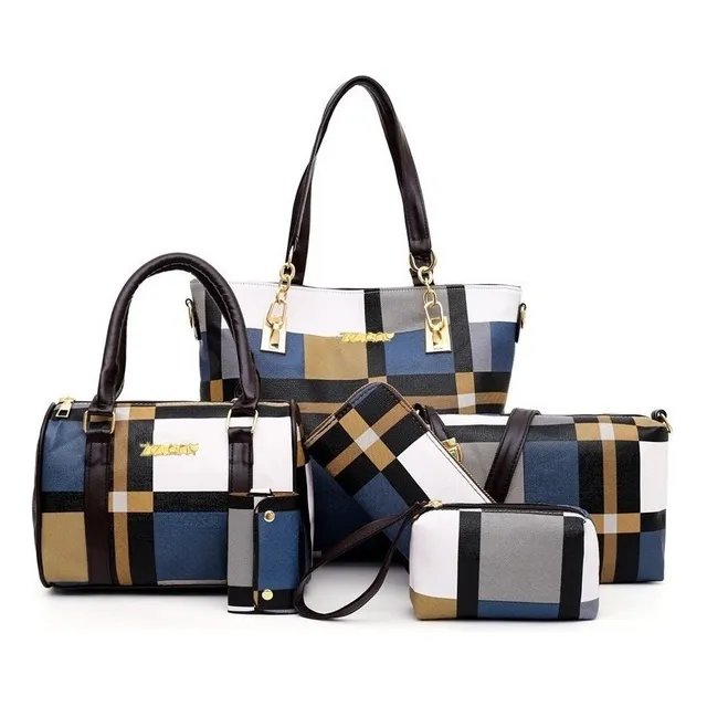 Set 6 Bolsas Cartera Cosmetiquera Mujer Listrado Monedero
