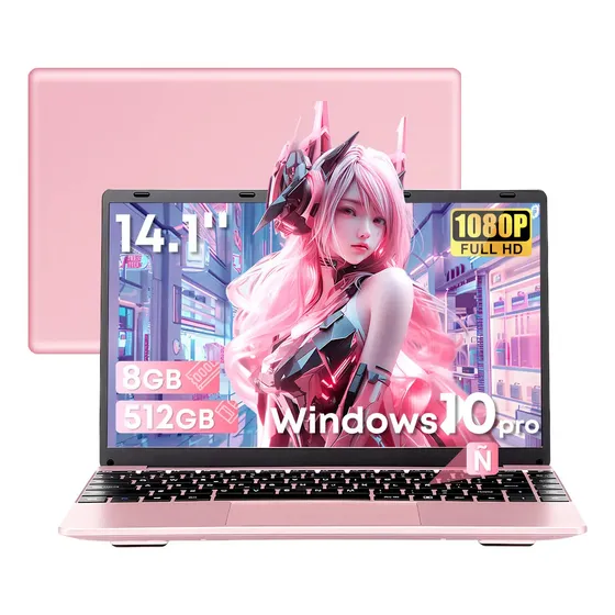 Laptop Portátil Intel Celeron N3060 8Gb Ram+512Gb Ssd Windows 10 Pro, Kinwodon Laptop Gamer De 14.1'' FHD 19020*1080 + 8000Mah Batería, Notebook