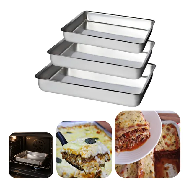 Jogo 3 Formas Assadeiras Retangular Alumínio Bolo Forno Kit Alumínio