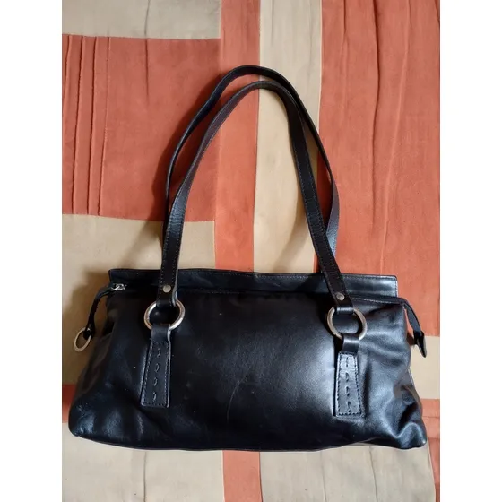Cartera Negra De Cuero Para Dama