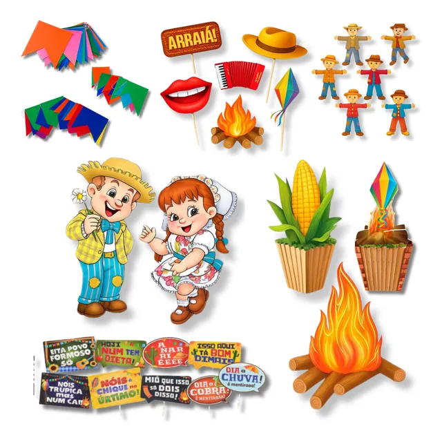 Kit Decoração Festa Junina Completo Mesa Enfeite São João