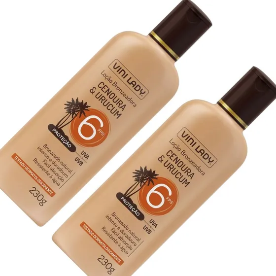 Kit 2 Loção Bronzeadora Cenoura E Urucum Fps6 230g Vini Lady