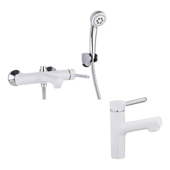 Larro Moderno Baño Laton Blanco Montado Pared Grifo Lavabo B