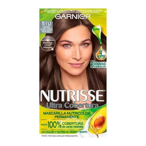 Tinte Nutrisse  Nutrisse ultra cobertura Mascarilla nutricolor permanente tono 51u castaño claro cenizo profundo para cabello x 45mL