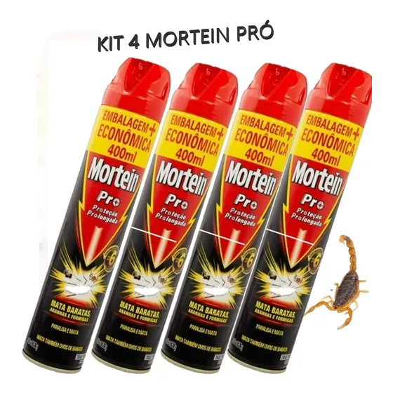 Kit 4 Mortein Combate Baratas, Escorpião Aranha E Pulgas - 