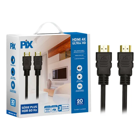 Cabo Hdmi Premium 2.0 4k Hdr 19p 3d Ultra C/ Filtro 20 Metro