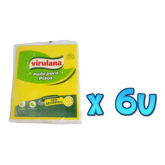 Paño de limpieza Virulana pano amarillo pack 6 unidades