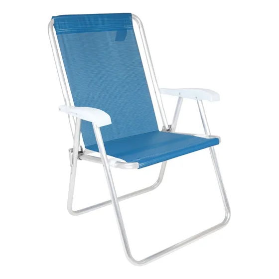 Reposera Silla Alta Plegable En Aluminio Conforto Sannet Mor Color Azul