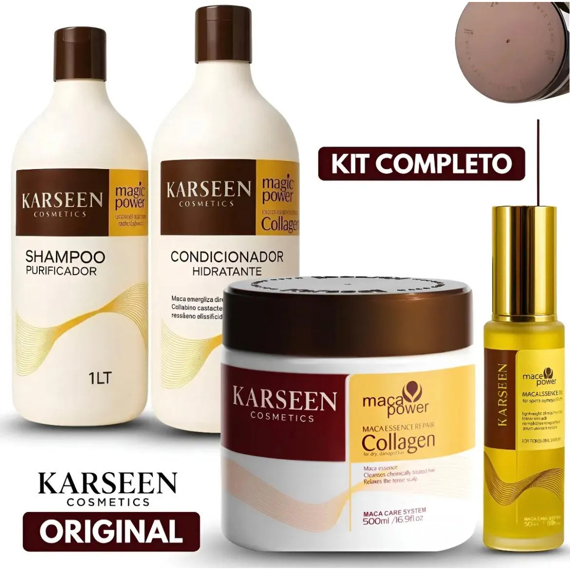Kit Karseen Collagen Máscara + Shampoo + Condicionador +óleo Kit Karseen Collagen Máscara + Shampoo + Condicionador +óleo