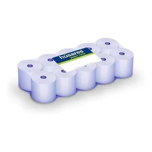 Pack X10u Rollos De Papel Térmico Húsares 57mm X 20m Para Po Color Blanco