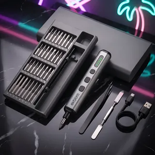 Kit Parafusadeira Eletrica 68 Em 1 Precisao Usb C Manutencao Cinza-escuro 3v