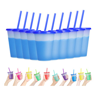 Vasos Mágicos De Plástico De 500ml Con Tapa Y Popote, 10 Pza Vasos Mágicos De Plástico De 500ml Con Tapa Y Popote, 10 Pza