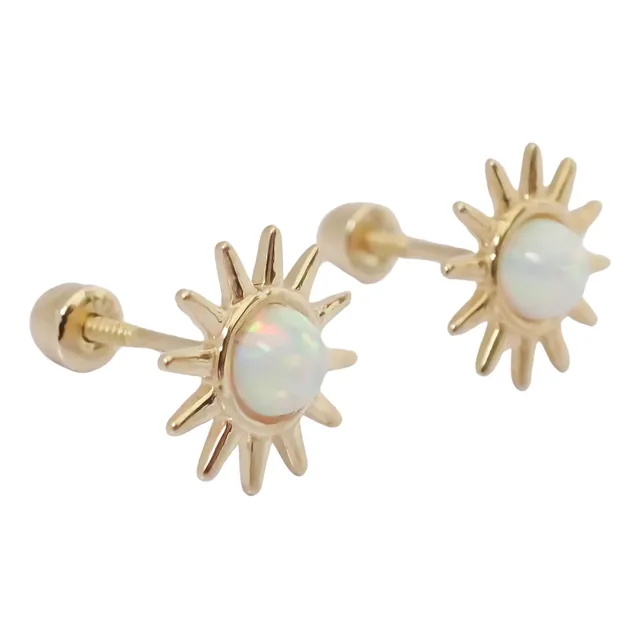 Amor Eterno - Broqueles Sol Ópalo Aretes / Oro 10k