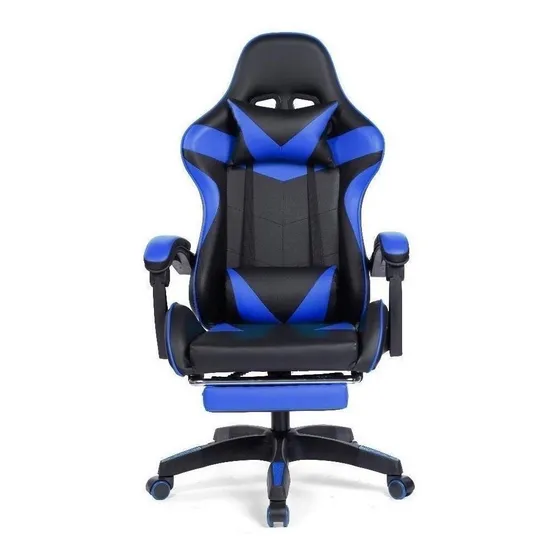 Cadeira De Escritório Prizi Pz1006e Gamer Ergonômica Cor Preto/Azul Material do estofamento Couro sintético