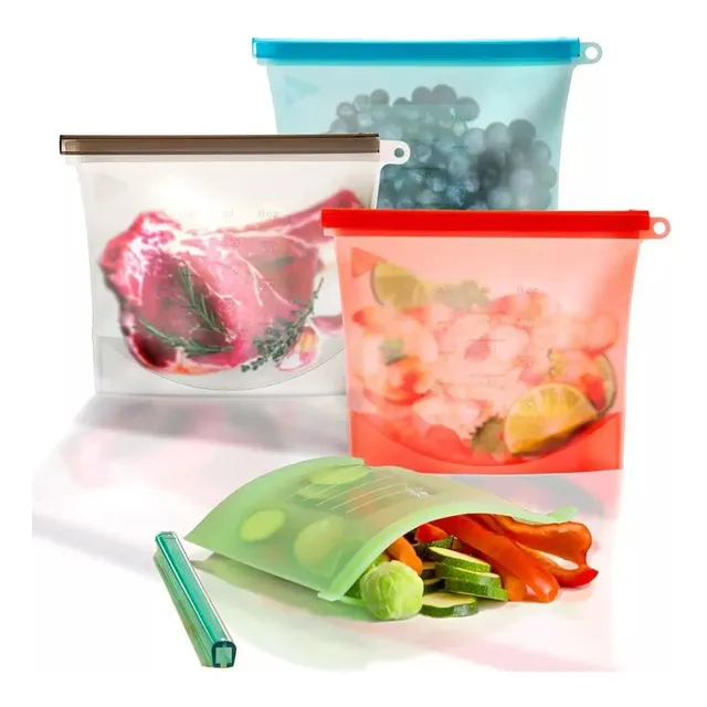 Bolsa De Silicona Reutilizable Hermética Antiderrame 1500ml