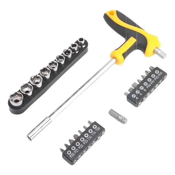 Juego De Brocas De Destornillador Y Llave Con Mango De T