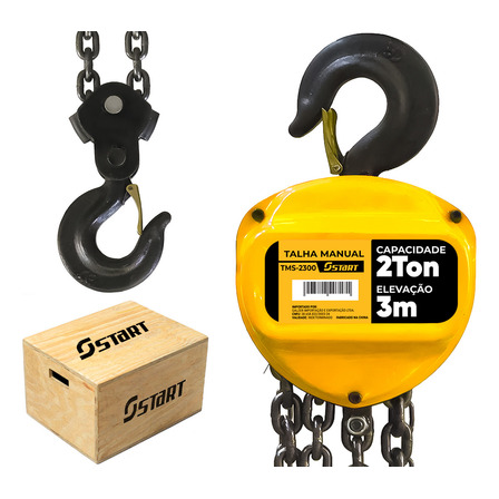 Talha Manual 2 Toneladas 2000kg Com Corrente 3 Metros Freio Duplo Elevação Ts2300 Start Talha Manual 2 Toneladas 2000kg Com Corrente 3 Metros Freio Duplo Elevação Ts2300 Start
