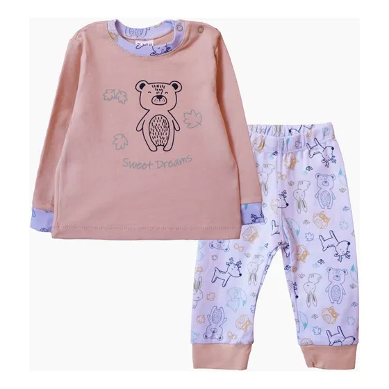 Pijama Bebe Invierno Nena Algodón Camiseta Y Pantalón Zuweni