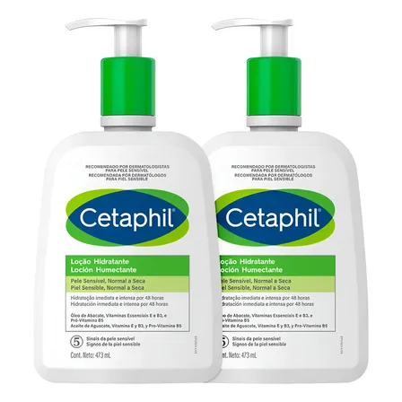 Emulsão Cetaphil Corporal Kit Cetaphil Loção Hidratante Corporal e Facial en dispensador 473mL neutra - kit x 2 unidades
