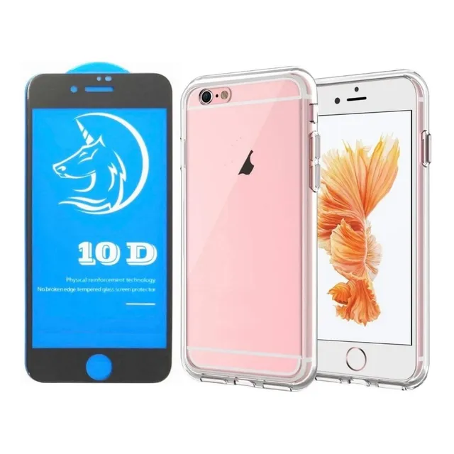 Forro Rígido Transparente + Vidrio Premium Para iPhone