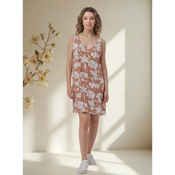 Vestido Nano Sin Mangas Lino Estampado Cher #e10023