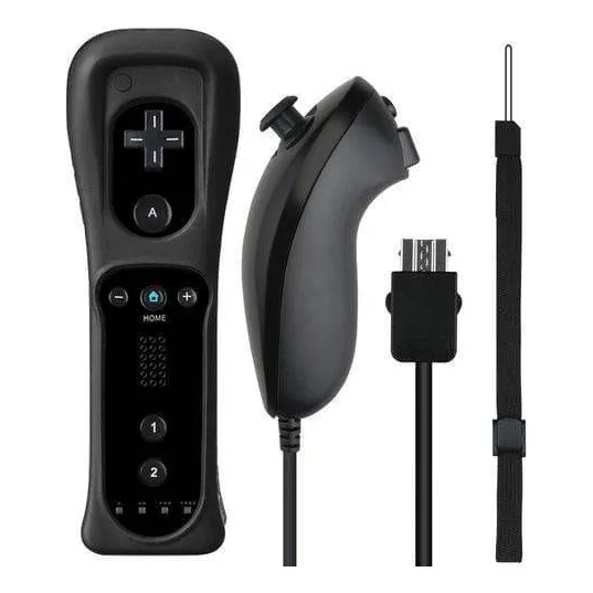 Kit Controle Joystick Remote + Nunchuk  Wii / Wii U Preto