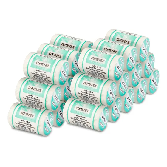 Venda Elástica Quirúrgica Curatex 7.5 Cm De Ancho- 24 Piezas