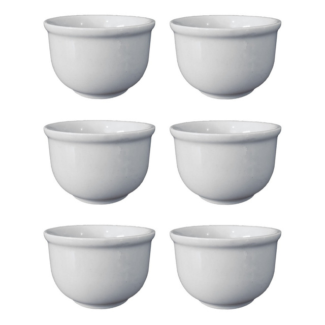 Kit 6x Cumbuca Pote Porcelana 200ml Bowl Tigela Hotel Caldo Cor Branco Kit 6x Cumbuca Pote Porcelana 200ml Bowl Tigela Hotel Caldo Cor Branco