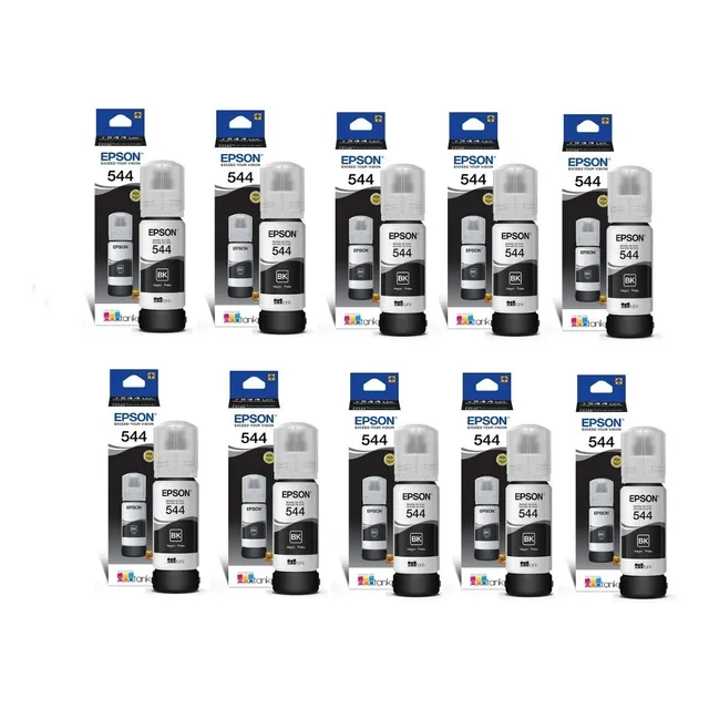 Kit 10 Tintas Epson T544 Ecotank Negro L1110 L3110 L3150