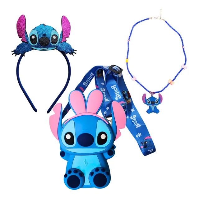 Kit Bolsinha Transversal Infantil Azul Personagem Tiara