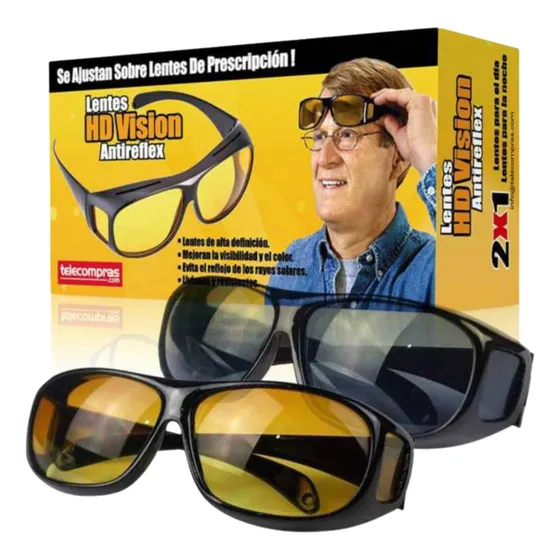 Gafas Hd Visión Nocturna 2 En 1 Lentes Para Día Y La Noche
