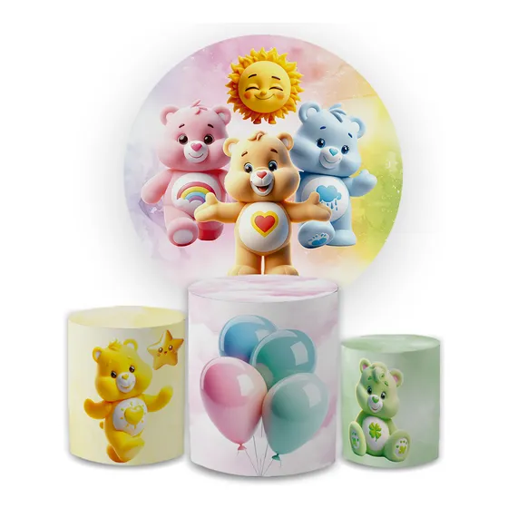 Kit Capas Painel E Trio Cilindro Tema Ursinhos Carinhosos